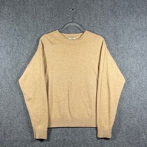 Vintage L.L. Bean Crew Neck Lambswool Nylon Knit Sweater Beige Mens Medium